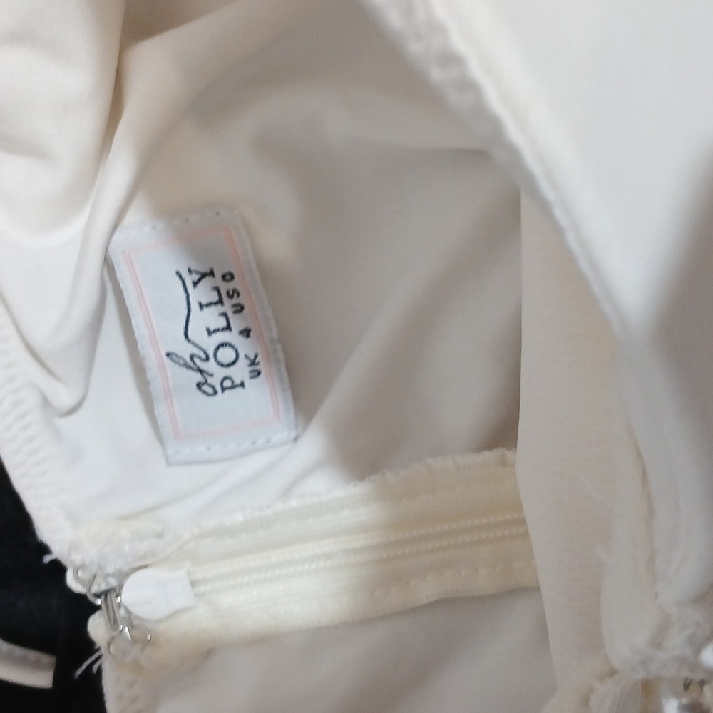 Oh Polly ST. Germain Embellished Long-Sleeve Mini White Dress Sz 0 - Picture 7 of 10